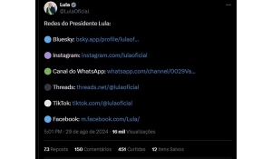 Em meio a impasse sobre X no Brasil, Lula divulga perfis em outras redes sociais