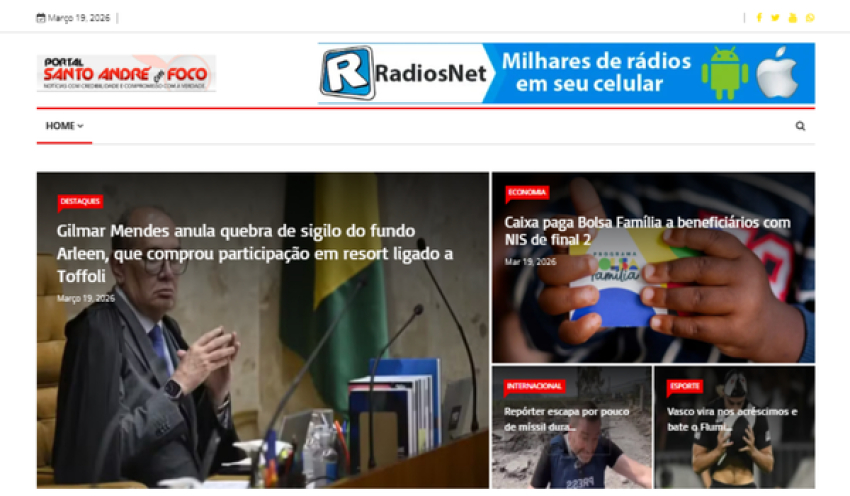 Relação de matérias publicadas no Portal Santo André em Foco hoje, 19 de Março de 2026