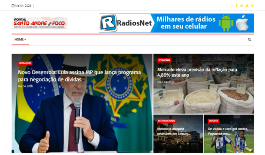 Relação de matérias publicadas no Portal Santo André em Foco hoje, 04 de Maio de 2026