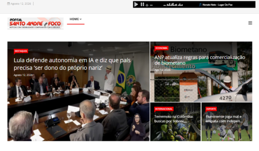 Relação de matérias publicadas no Portal Santo André em Foco hoje, 12 de Agosto de 2026