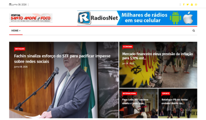 Relação de matérias publicadas no Portal Santo André em Foco hoje, 08 de Junho de 2026
